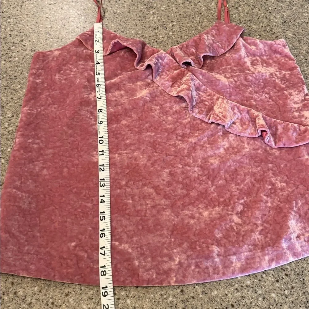 J. CREW Crushed Velvet Pink Mauve Ruffle Cami Tank Top